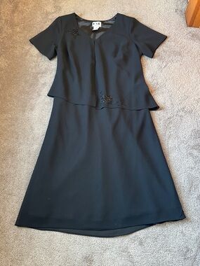 KSL Karin Stevens Black Embellished Peplum Cocktail Dress Plus SIZE 18W